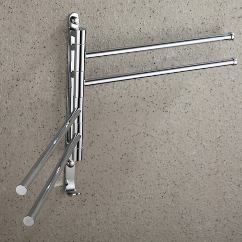 Swivel Towel Rack, Brass 4-Arm Towel Bar, Space Saving Wall Mounted Towel Holder with Hook, Rustproof Swing Out Towel Hanger for Bathroom, Kitchen3