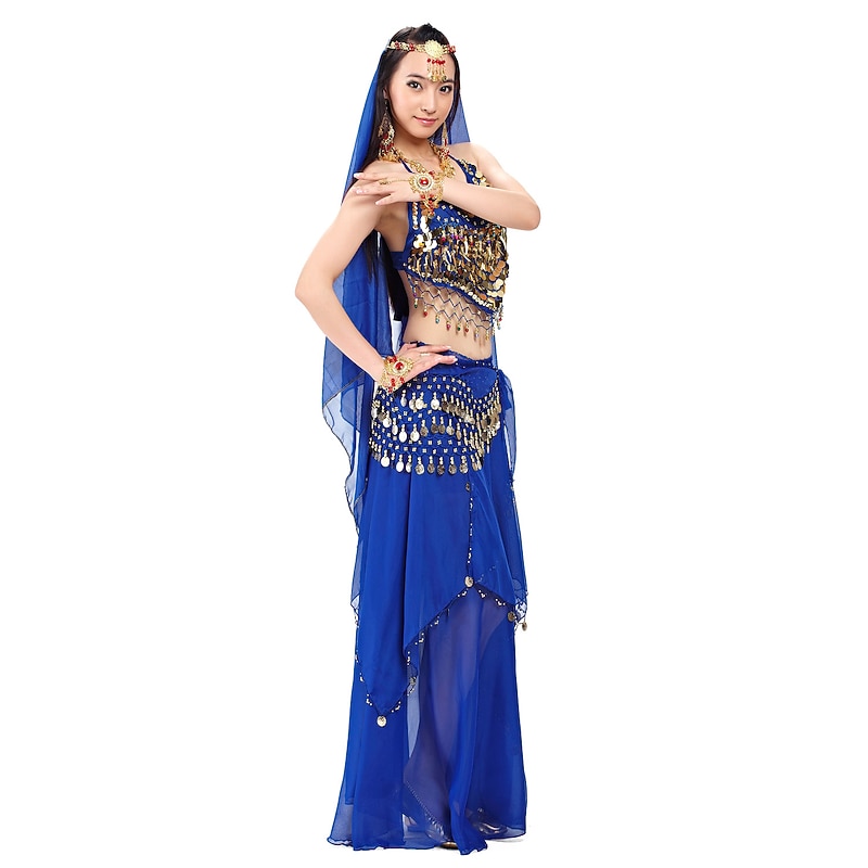 Belly Dance Top Coin Beading Sequin Women's Performance 7.87inch(20cm) Chiffon4
