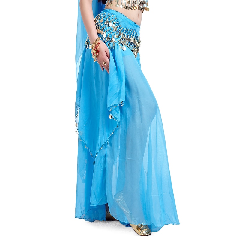 Belly Dance Skirt Coin Beading Draping Women's Training Natural Chiffon / Ballroom4