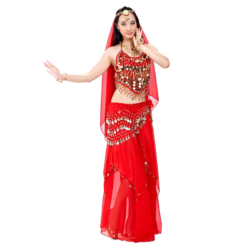 Belly Dance Top Coin Beading Sequin Women's Performance 7.87inch(20cm) Chiffon