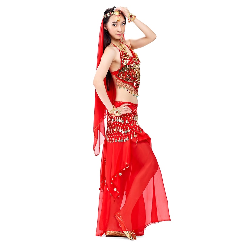 Belly Dance Top Coin Beading Sequin Women's Performance 7.87inch(20cm) Chiffon2