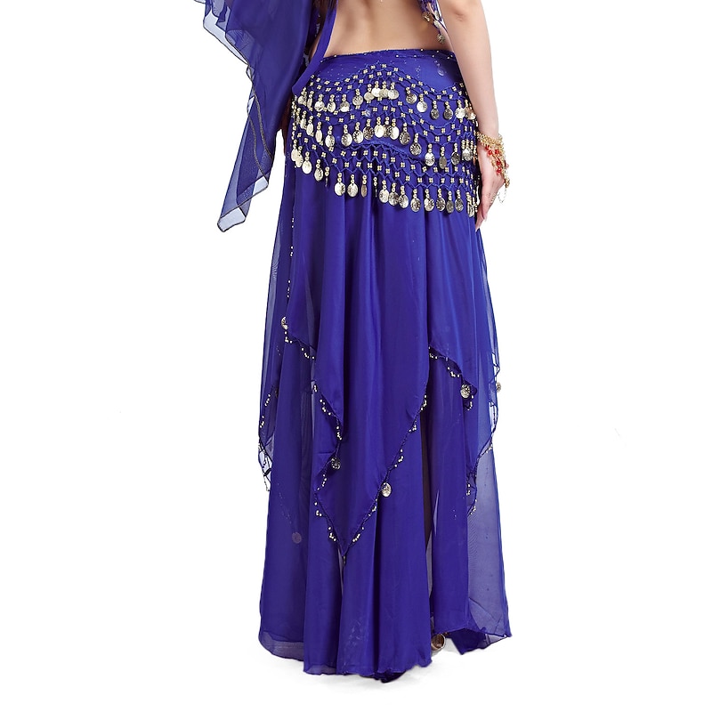Belly Dance Skirt Coin Beading Draping Women's Training Natural Chiffon / Ballroom2