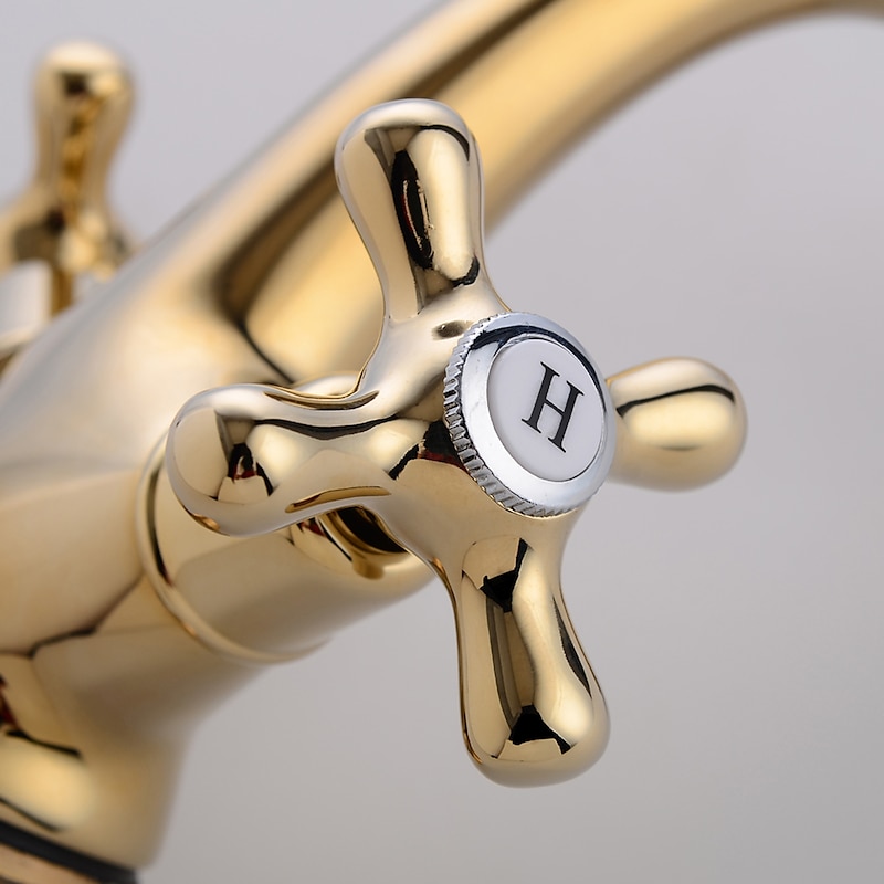 Brass Bathroom Sink Faucet,Centerset Ti-PVD Centerset Two Handles One Hole Bath Taps with Cold and Hot Switch4