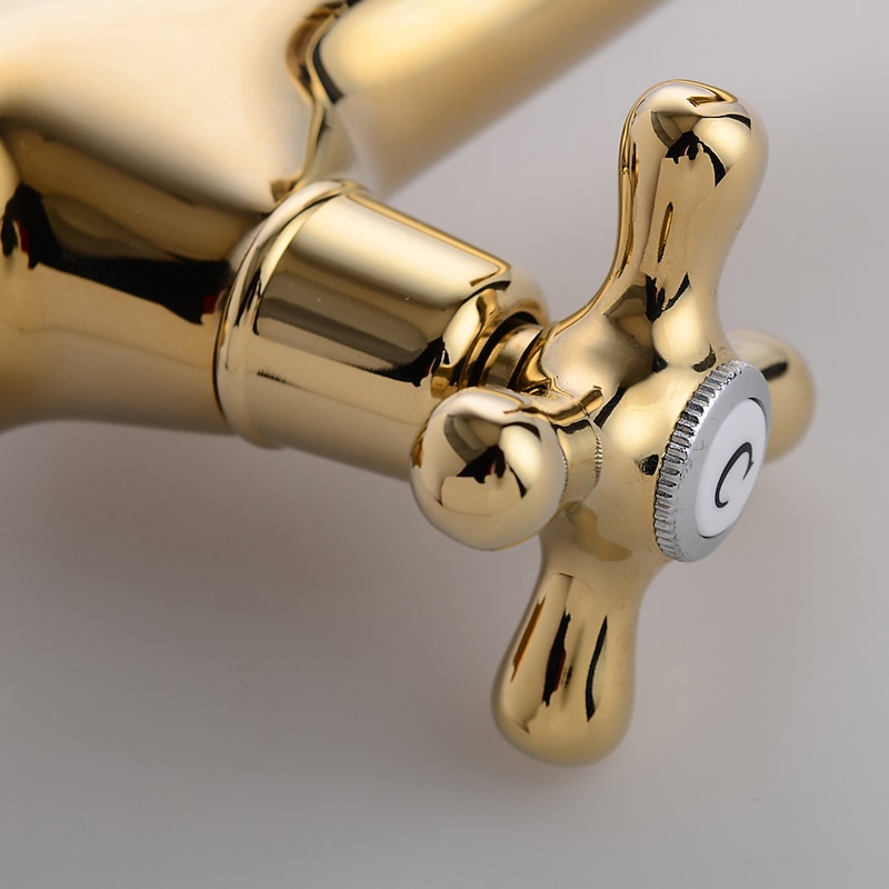 Brass Bathroom Sink Faucet,Centerset Ti-PVD Centerset Two Handles One Hole Bath Taps with Cold and Hot Switch3