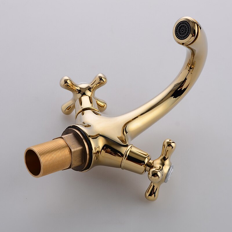 Brass Bathroom Sink Faucet,Centerset Ti-PVD Centerset Two Handles One Hole Bath Taps with Cold and Hot Switch2