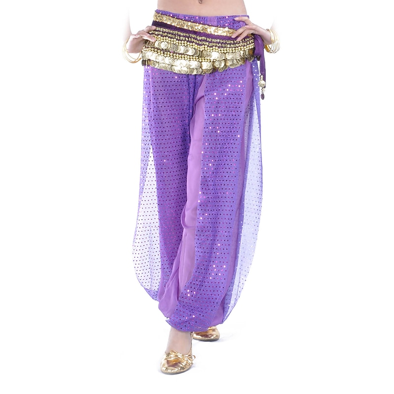 Belly Dance Pants Paillette Women's Training Natural Chiffon4