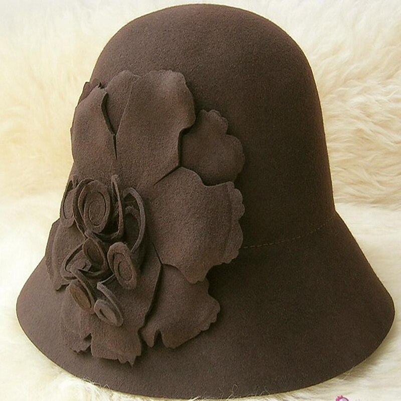 Wool Hats with Floral 1pc Special Occasion / Casual Headpiece2