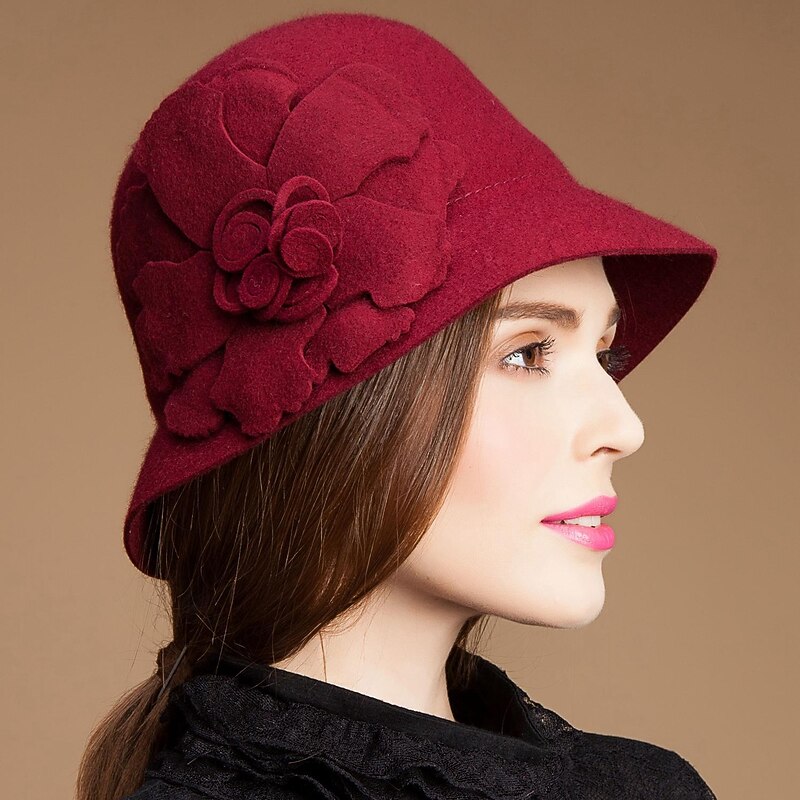 Wool Hats with Floral 1pc Special Occasion / Casual Headpiece3