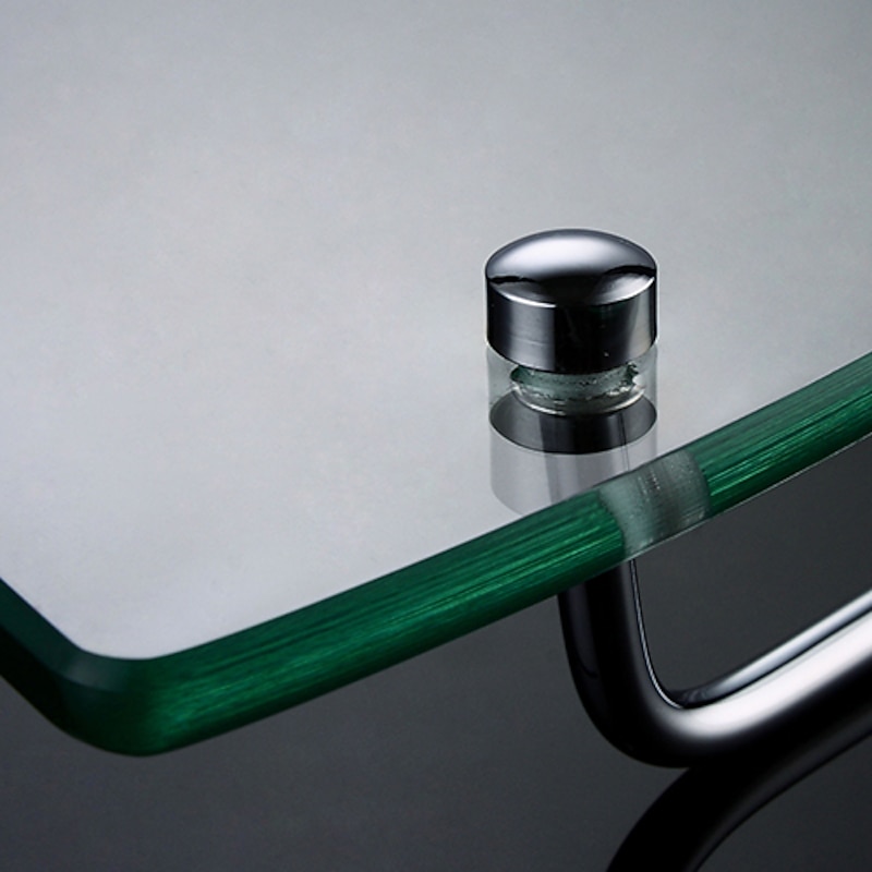 Aluminum Glass Shelf Bathroom Bath Corner Caddy Basket Storage Hanging Organizer with Extra Thick TEMPERED Glass Contemporary Style Wall Mount4