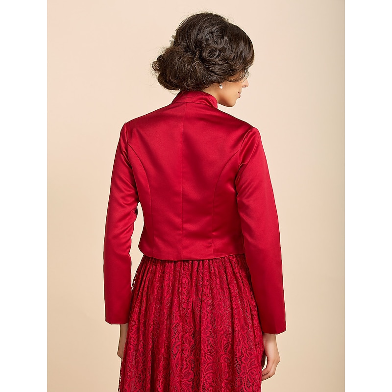 Solid Coats / Jackets Satin Wedding / Party Evening / Casual Wedding Guest Wraps / Bolero With Draping / Solid dress to impress4