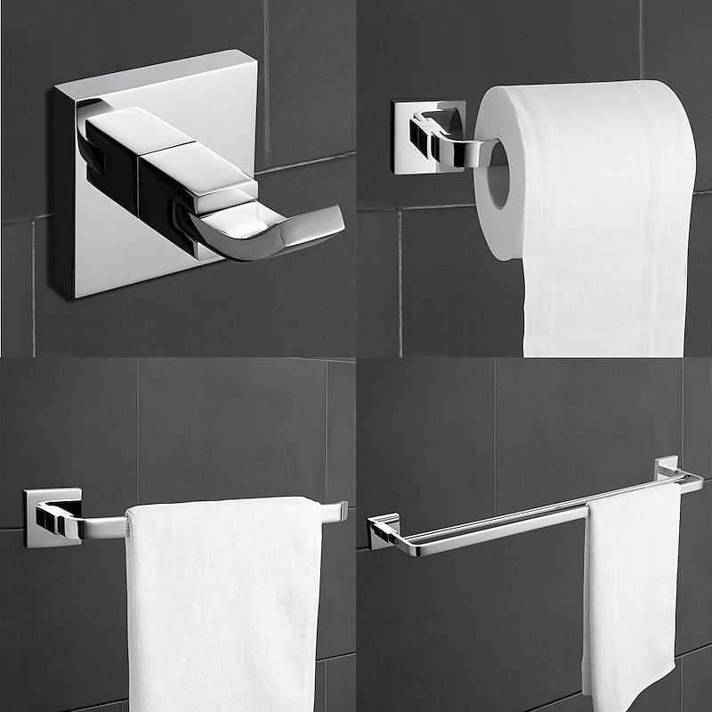 Bathroom Accessory Set Contemporary Brass 4pcs - Hotel bath Toilet Paper Holders / Robe Hook / tower bar Wall Mounted