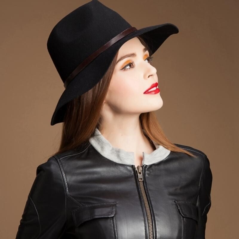 Elegant  Wool Ladies Party / Outdoor / Casual Hat With Brown Belt (more color)3