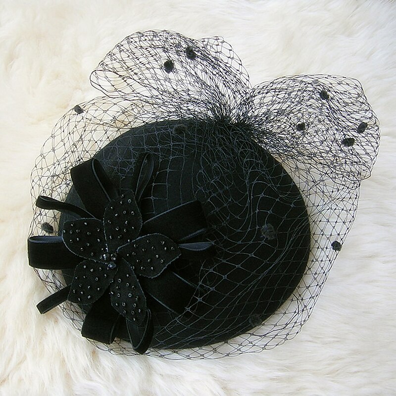 Vintage Style Elegant Wool Fascinators / Hats / Headpiece with Bowknot / Beading / Net 1PC Special Occasion / Kentucky Derby / Horse Race Headpiece4