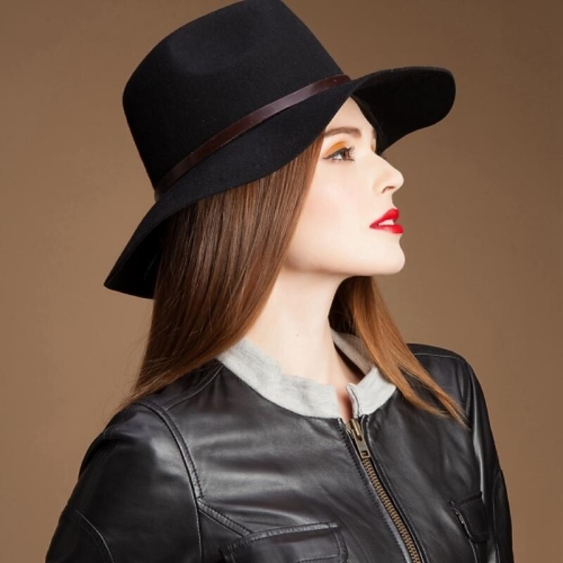 Elegant  Wool Ladies Party / Outdoor / Casual Hat With Brown Belt (more color)4