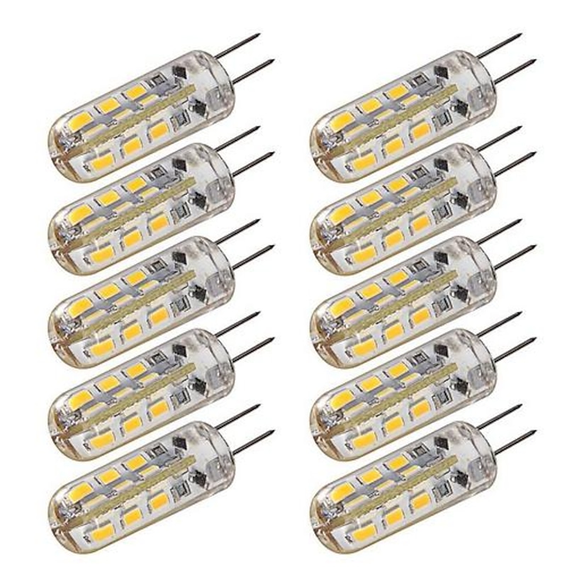 10pcs G4 Bi Pin 1.5w LED Corn Light Bulbs 15W T3 Halogen Bulb Equivalent 150LM SMD 3014 Warm Cold White for RV Ceiling Fans Lighting DC 12V