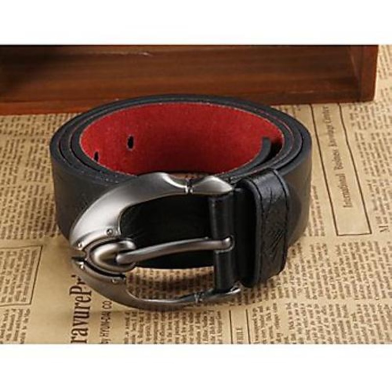 Men's Belt Faux Leather Belt Frame Buckle Black Brown Faux Leather Leather Active Fashion Work Tribal3