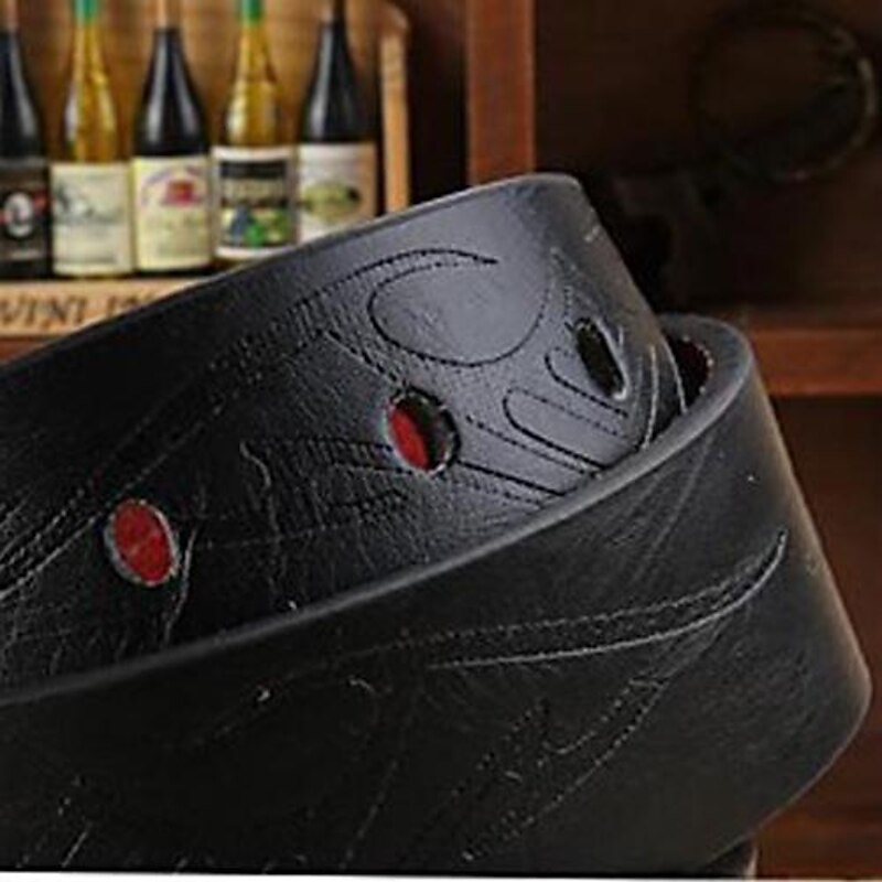 Men's Belt Faux Leather Belt Frame Buckle Black Brown Faux Leather Leather Active Fashion Work Tribal4