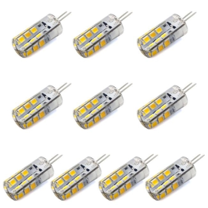 10pcs G4 Bi Pin 1.5w LED Corn Light Bulbs 15W T3 Halogen Bulb Equivalent 150LM SMD 2835 Warm White for RV Ceiling Fans Lighting AC/DC 12V