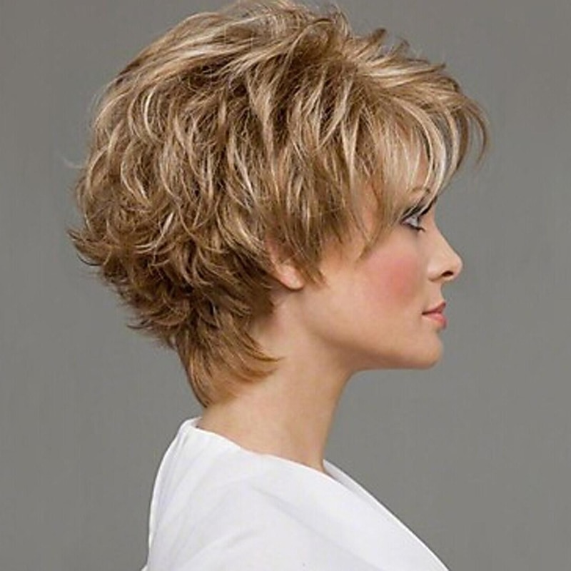 Synthetic Wig Curly Curly Wig Blonde Bleached Blonde Synthetic Hair 10 inch Women's Blonde3