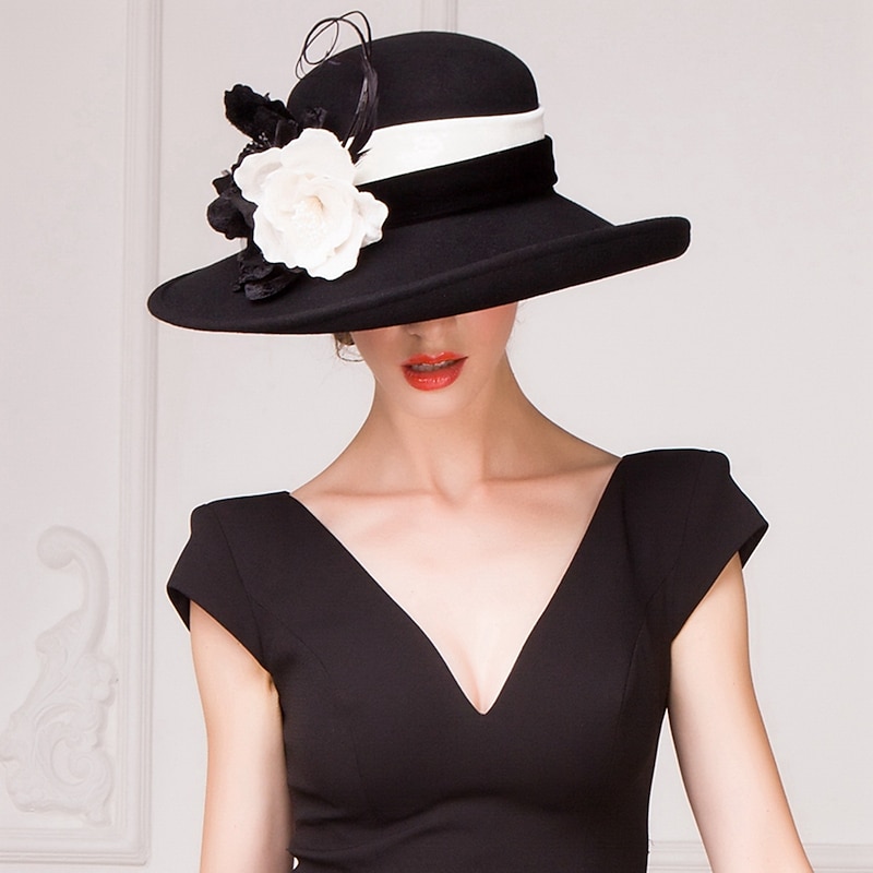 Wool Hats with Flower 1PC Casual Kentucky Horse Race Headpiece Melbourne Cup Hats Headpiece dress to impress Race Day Dress