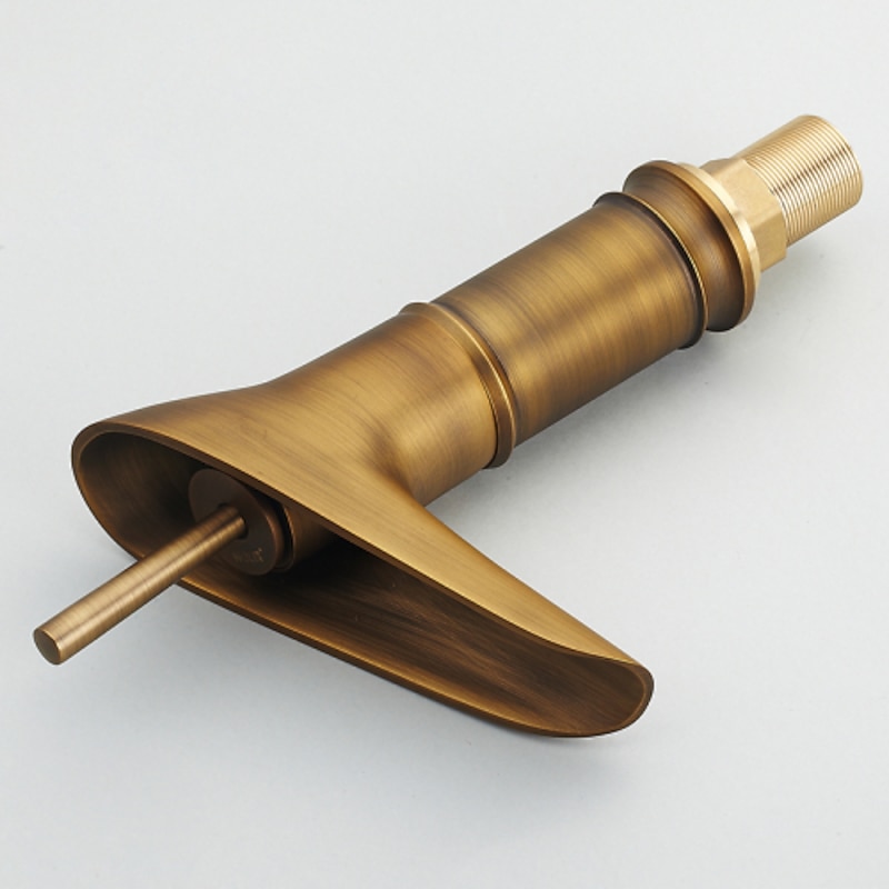 Bathroom Sink Faucet,Waterfall Antique Brass Centerset Single Handle One HoleBath Taps with Hot and Cold Switch3