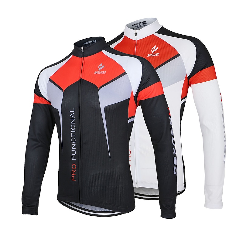 Men's Cycling Jersey Patchwork Long Sleeve Bike Jacket Jersey Top with 3 Rear Pockets Mountain Bike MTB Road Bike Cycling Quick Dry Anatomic Design Front Zipper Antistatic Sports Black White Yellow3