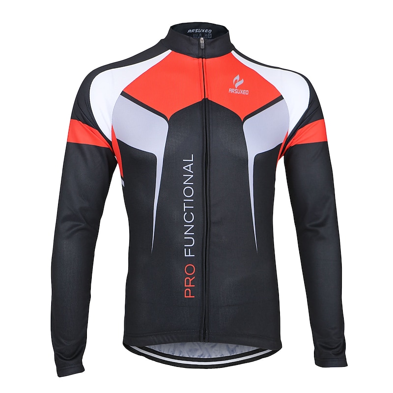Men's Cycling Jersey Patchwork Long Sleeve Bike Jacket Jersey Top with 3 Rear Pockets Mountain Bike MTB Road Bike Cycling Quick Dry Anatomic Design Front Zipper Antistatic Sports Black White Yellow4