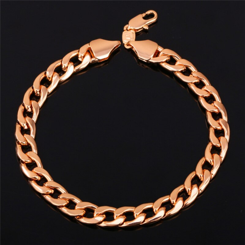 Chain Bracelet Chain Necklace For Men's Women's Party Gift Daily Rose Gold Platinum Plated Gold Plated Cuban Gold Silver Rose Gold dress to impress4