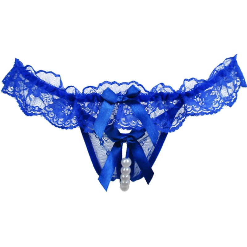 Women's Beaded Mesh Hole Sexy Jacquard G-strings & Thongs Panties Micro-elastic Mid Waist Super Sexy Lace Red Floral / Home / Apparel & Accessories Home Outfits4