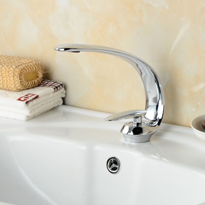 Bathroom Sink Faucet - FaucetSet Chrome Centerset One Hole / Single Handle One HoleBath Taps4