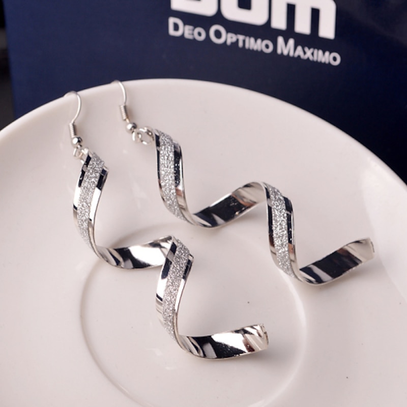 Drop Earrings Dangle Earrings For Women's Party Wedding Casual Alloy Wave Gold Silver2