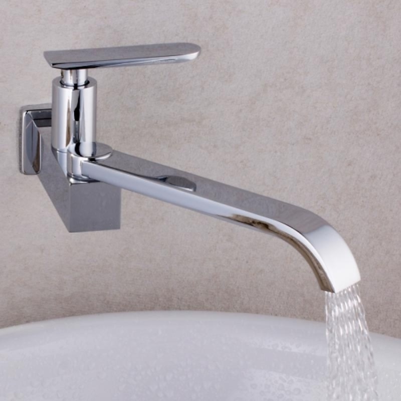 Copper Kitchen Sink Faucet,Waterfall Chrome Widespread Rotatable Single Handle One Hole Kitchen Taps with Ceramic Valve Cold Water Only3