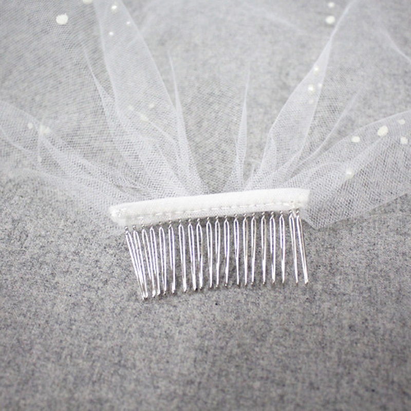 One-tier Cut Edge Wedding Veil Blusher Veils / Veils for Short Hair / Birdcage Veils with Pearl Tulle4