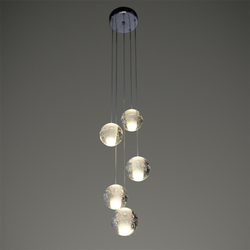 5-Light 10(4") Crystal / LED Pendant Light Metal Cluster Chrome Modern Contemporary 90-240V4