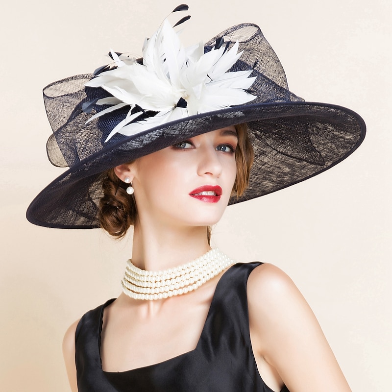 Flax Kentucky Hat / Hats with Flower 1 Piece Horse Race / Ladies Day Headpiece dress to impress Race Day Dress3