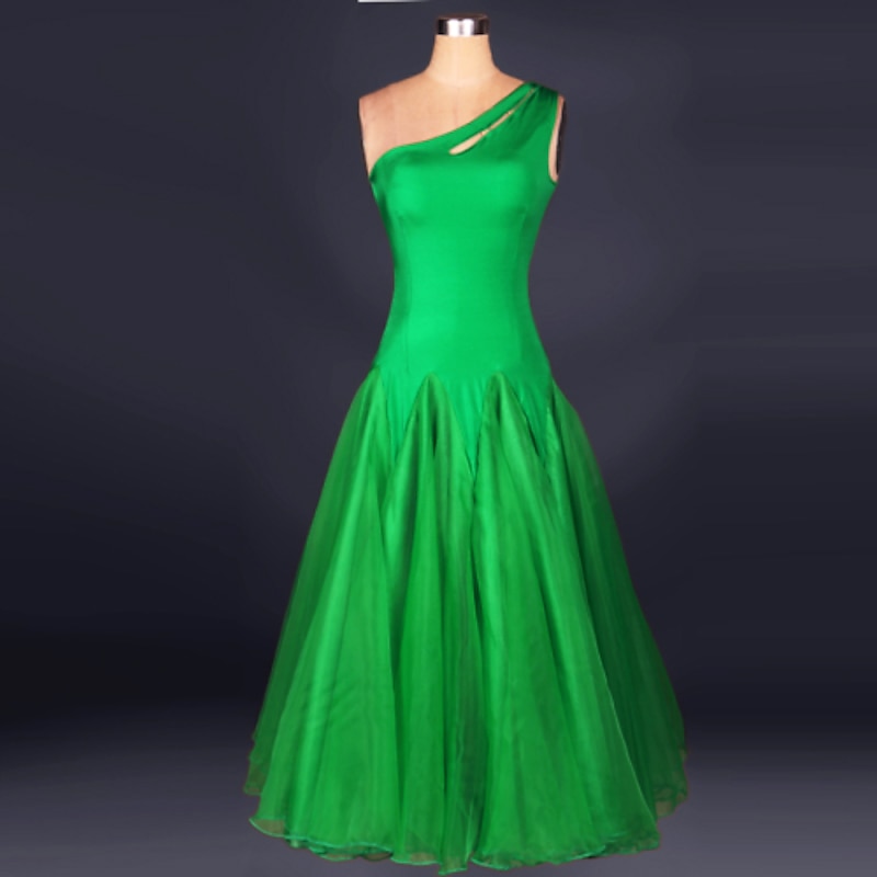 Ballroom Dance Dress Draping Women's Performance Sleeveless Chinlon Crepe / Modern Dance