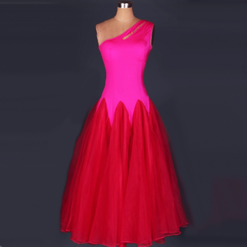 Ballroom Dance Dress Draping Women's Performance Sleeveless Chinlon Crepe / Modern Dance3