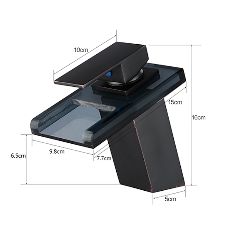 Single Handle Bathroom Faucet Oil-rubbed Bronze with 3-color LED Waterfall Brass Basin Sink Faucet Black Adjustable to Cold and Hot Water3