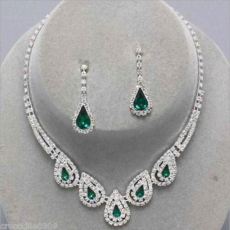 Jewelry Set 1 set Sapphire Gemstone & Crystal Synthetic Gemstones Earrings Necklace Women's Party Ladies Luxury Cute Drop Teardrop Jewelry Set For Party Wedding Special Occasion / Citrine3