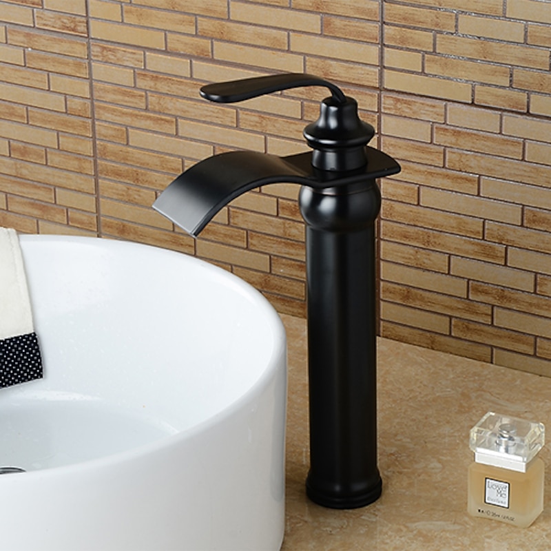 Bathroom Sink Faucet - Waterfall Oil-rubbed Bronze Centerset Single Handle One HoleBath Taps / Brass4