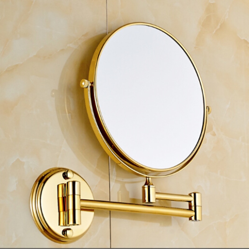 Bathroom Cosmetic Mirror Neoclassical Brass Wall Mounted Golden Shower Accessory 1 pc2