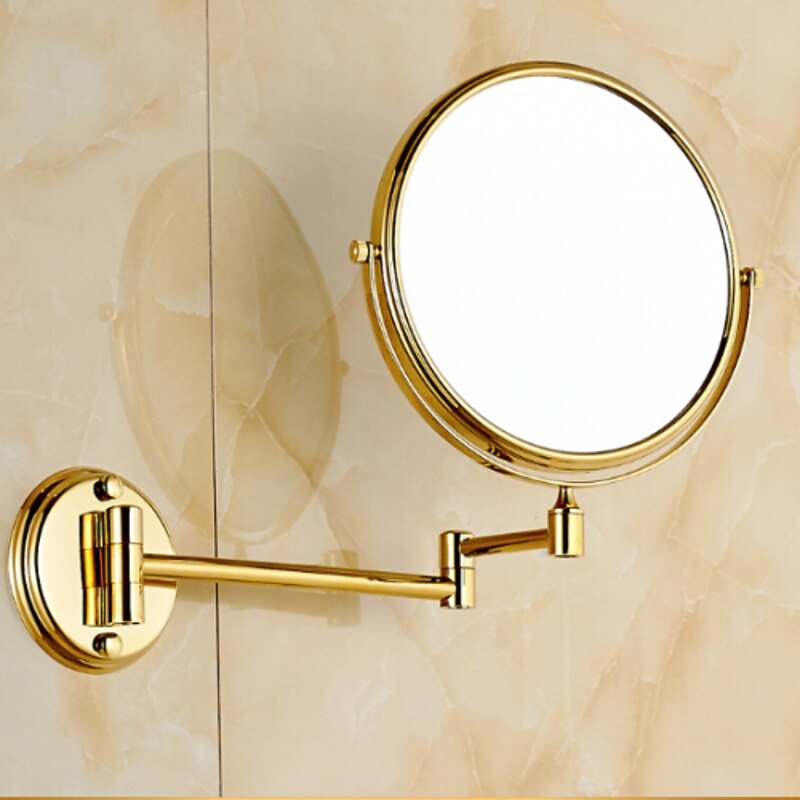 Bathroom Cosmetic Mirror Neoclassical Brass Wall Mounted Golden Shower Accessory 1 pc3