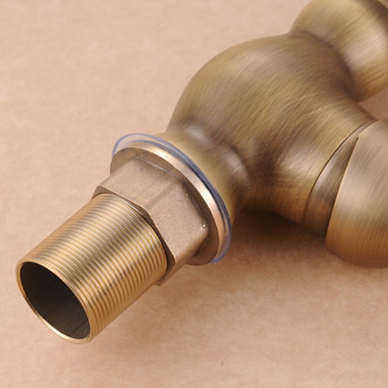 Antique Brass Bathroom Sink Faucet,Single Handle One Hole Traditional Bath Taps with Hot and Cold Water and Ceramic Valve3