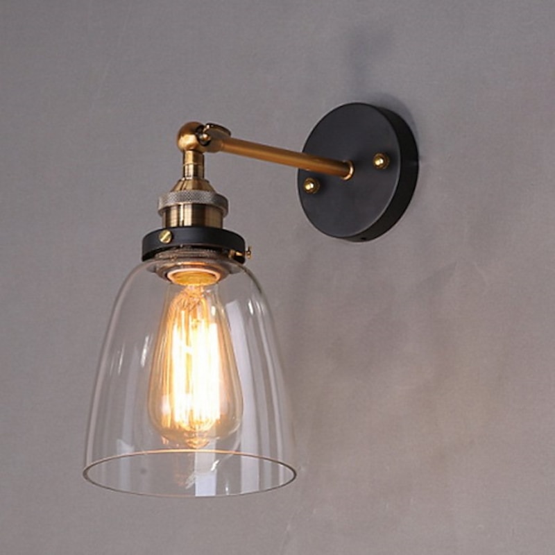25.5cm  LED Wall Light Single Design Rustic / Lodge Wall Lamps  Metal Retro Industrial Style Wall Sconces Entry and Mudroom Glass Light Vintage Industrial 110-120V 220-240V 60 W