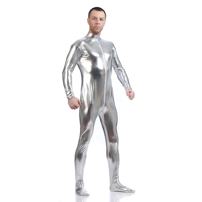 Shiny Zentai Suits Skin Suit Bodysuit Carnival Costume Full Body Suit Men's Women's Sex Solid Colored Spandex Latex Costume for Halloween Adults'2