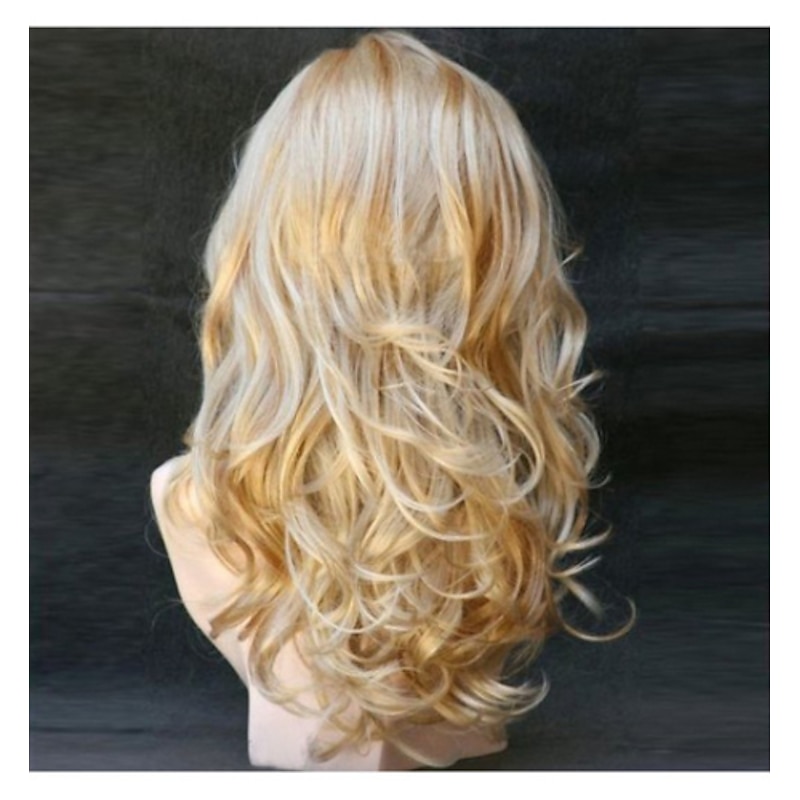 Blonde Wigs for Women Synthetic Wig Body Wave Wavy with Bangs Wig Women's Side Part Synthetic Hair  Blonde  Wigs Blonde Long Black / Red Blonde Black 22 Inch3