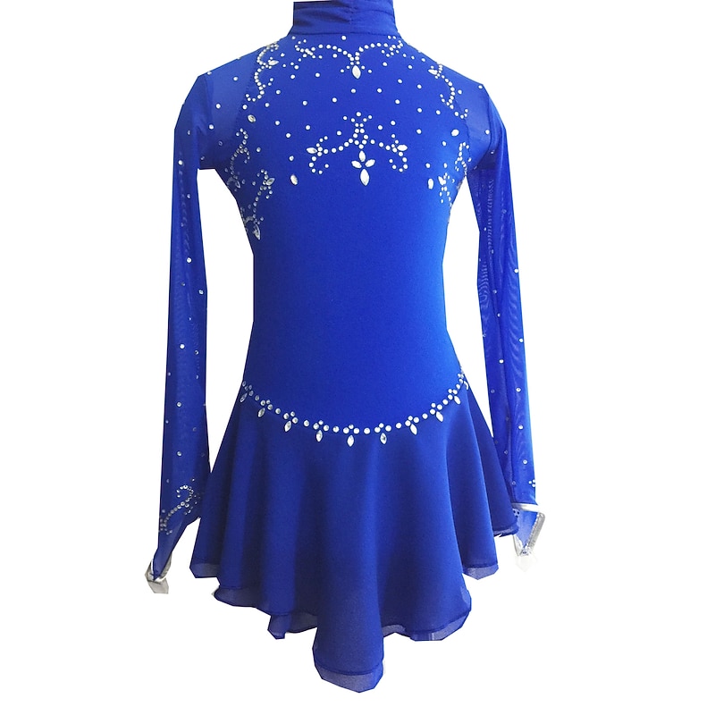 Figure Skating Dress Women's Girls' Ice Skating Dress Outfits Dark Purple Dark Red Fuchsia Elastane Outdoor clothing Practice Competition Skating Wear Handmade Classic Long Sleeve Ice Skating Figure2