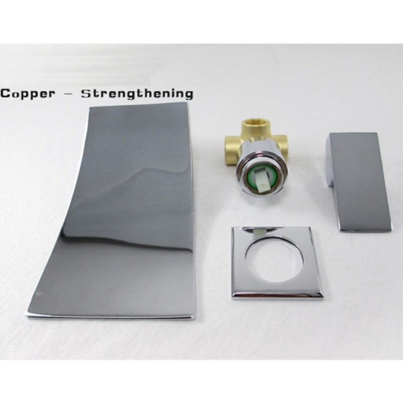 Wall Mount Bathroom Sink Mixer Faucet Chrome, Concealed Washroom Basin Taps Waterfall Spout Single Handle 2 Hole,  Rough in Valve Mixer Bathtub Bath Taps3