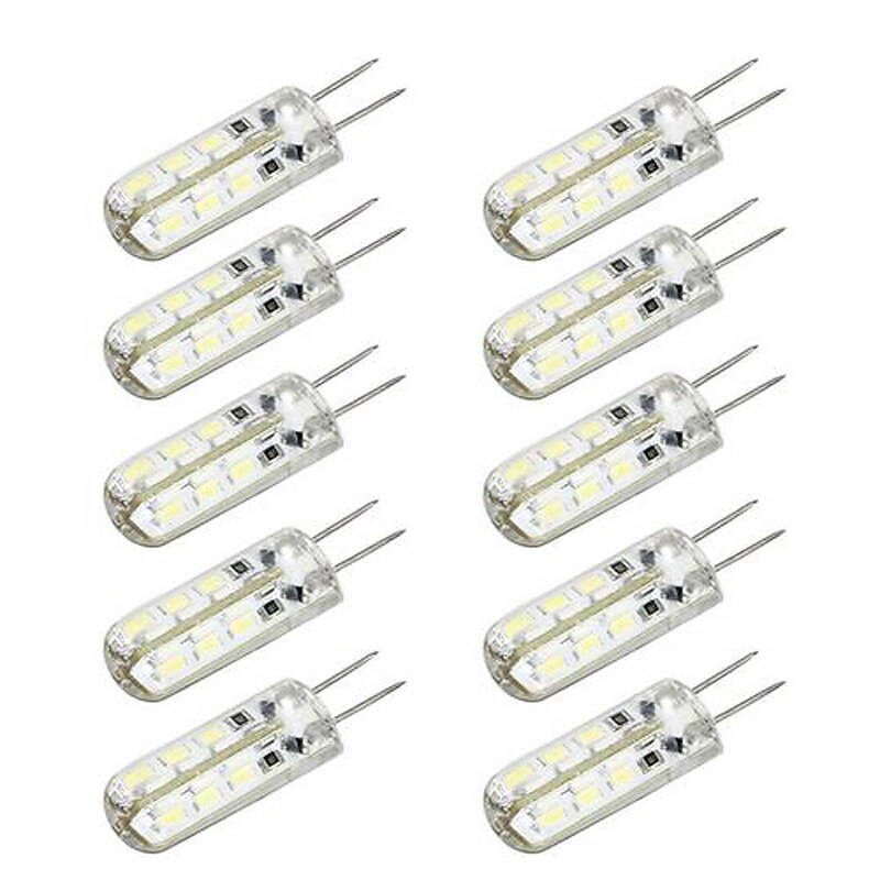 10pcs G4 Bi Pin 1.5w LED Corn Light Bulbs 15W T3 Halogen Bulb Equivalent 150LM SMD 2835 Warm White for RV Ceiling Fans Lighting AC/DC 12V4