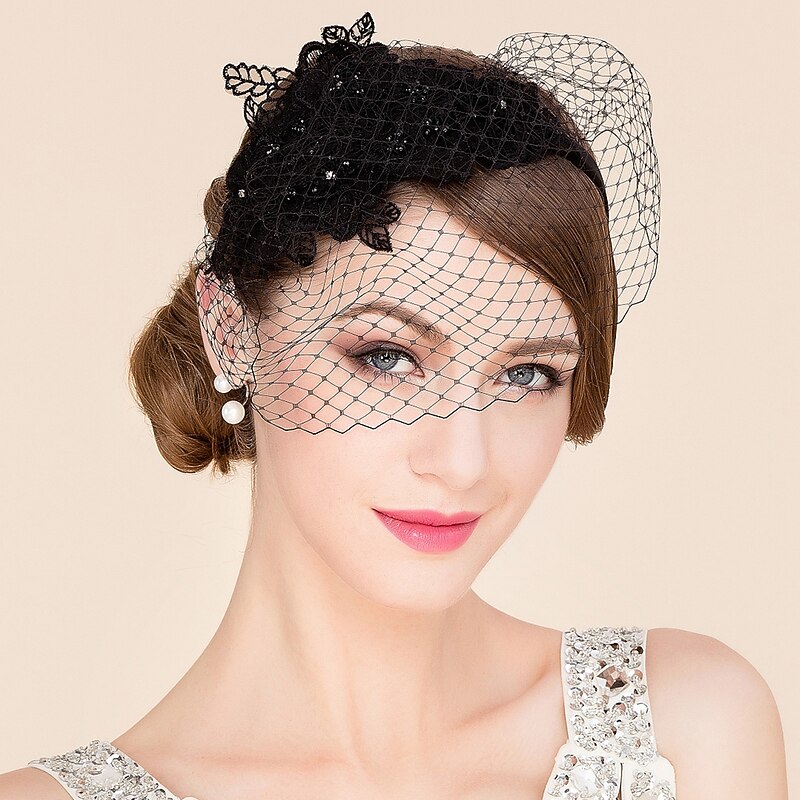 Headwear Net Veil Hat Wedding Casual Tea Party Valentine's Day Horse Race Retro Romantic Classic With Tulle Face Veil Headpiece Headwear dress to impress Race Day Dress2